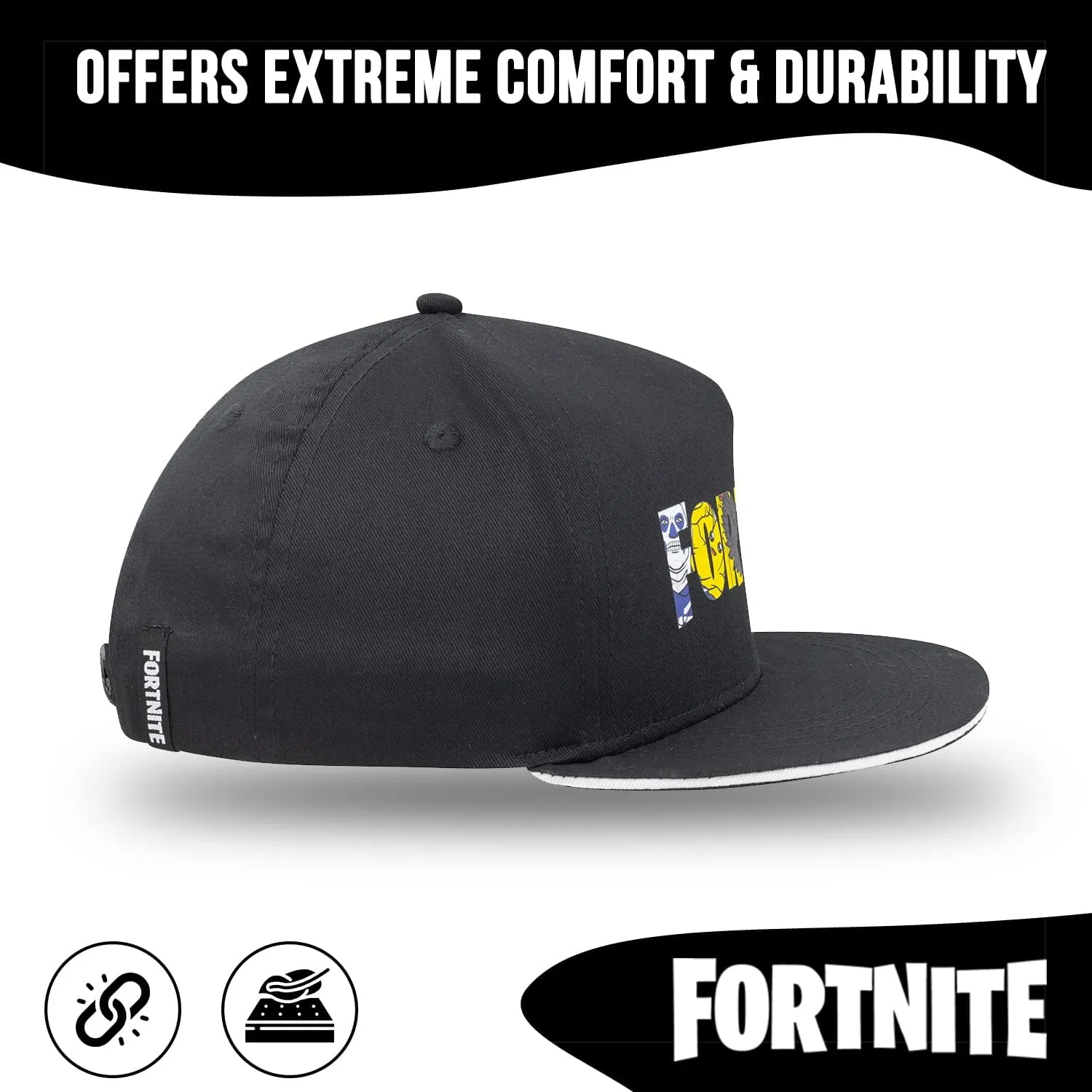 FORTNITE Baseball Cap for Boys, Quality Made Boys Hat and Fitted Cap, Flatbrim Baseball Hat with Sleek Design