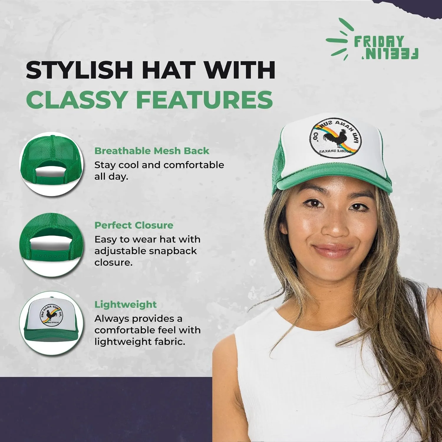 Friday Feelin' Trucker Hat Women Men Baseball Caps American Baseball Hats Womens USA Trucker Hats All Season - One Size