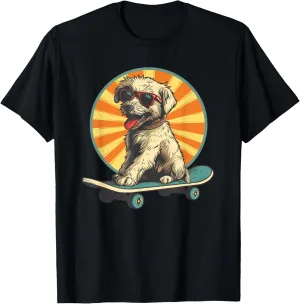 Fun and Cool Dog with Sunglasses and Skateboard Graphic T-Shirt