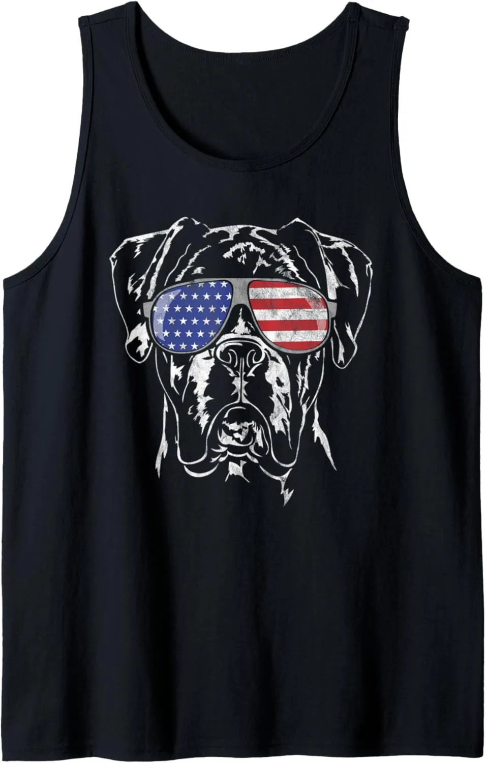 Funny Proud Boxer Dog American Flag sunglasses dog gift Tank Top