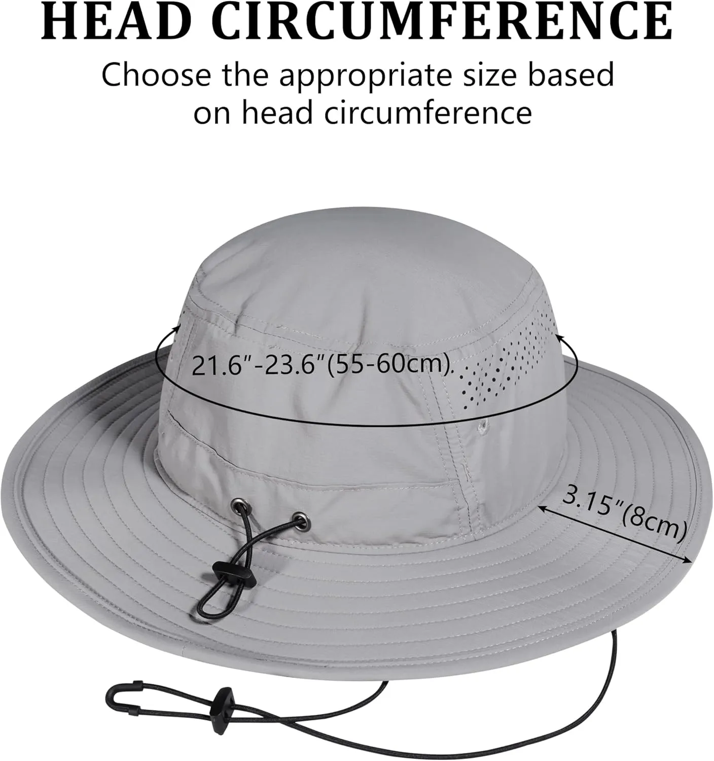 GADIEMKENSD UPF 50  UV Protection Bucket Hat with Windproof Strap, Breathable & Quick-Dry Sun Hat for Fishing Hiking Outdoor