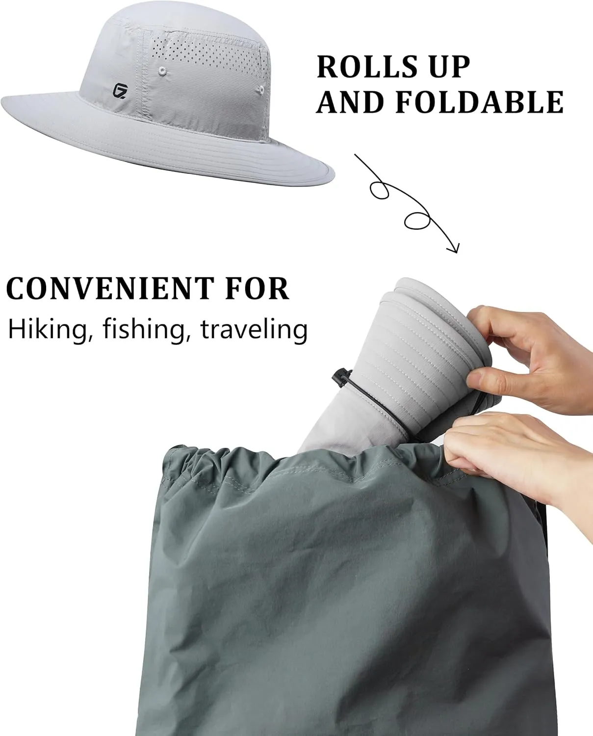 GADIEMKENSD UPF 50  UV Protection Bucket Hat with Windproof Strap, Breathable & Quick-Dry Sun Hat for Fishing Hiking Outdoor