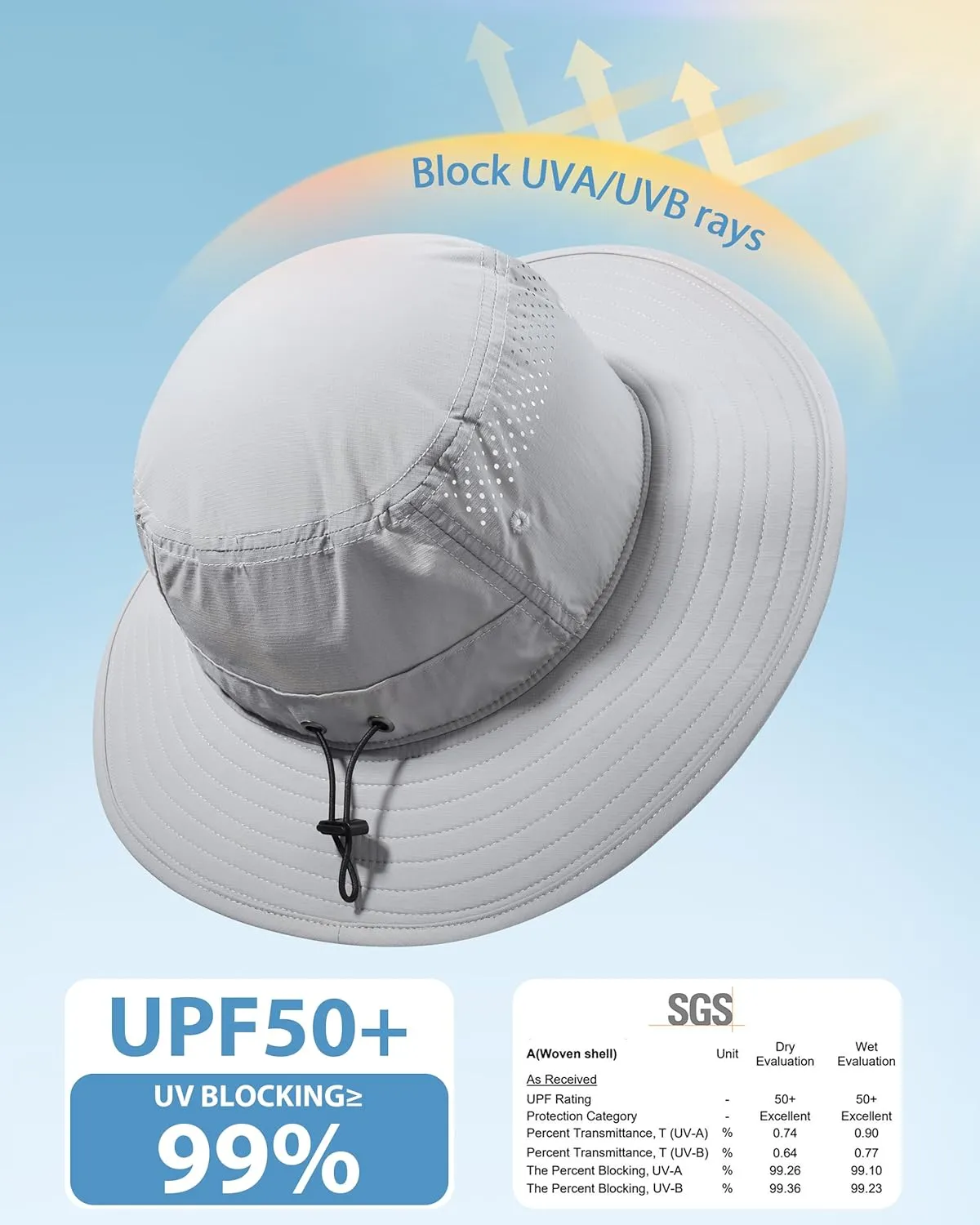 GADIEMKENSD UPF 50  UV Protection Bucket Hat with Windproof Strap, Breathable & Quick-Dry Sun Hat for Fishing Hiking Outdoor