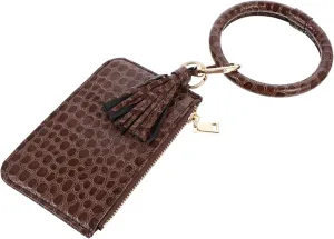Gatuida Fashion Bangle Keyring Wristlet Card Holder Pu Keychain Bracelet for Women Creative Keyring Credential Bag Wrist Decoration Unique Key Holder