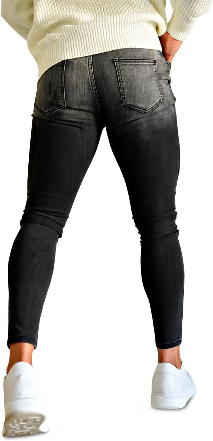 GINGTTO Men's Ripped Jeans Stretch Skinny Denim Pants for Men Tapered Leg