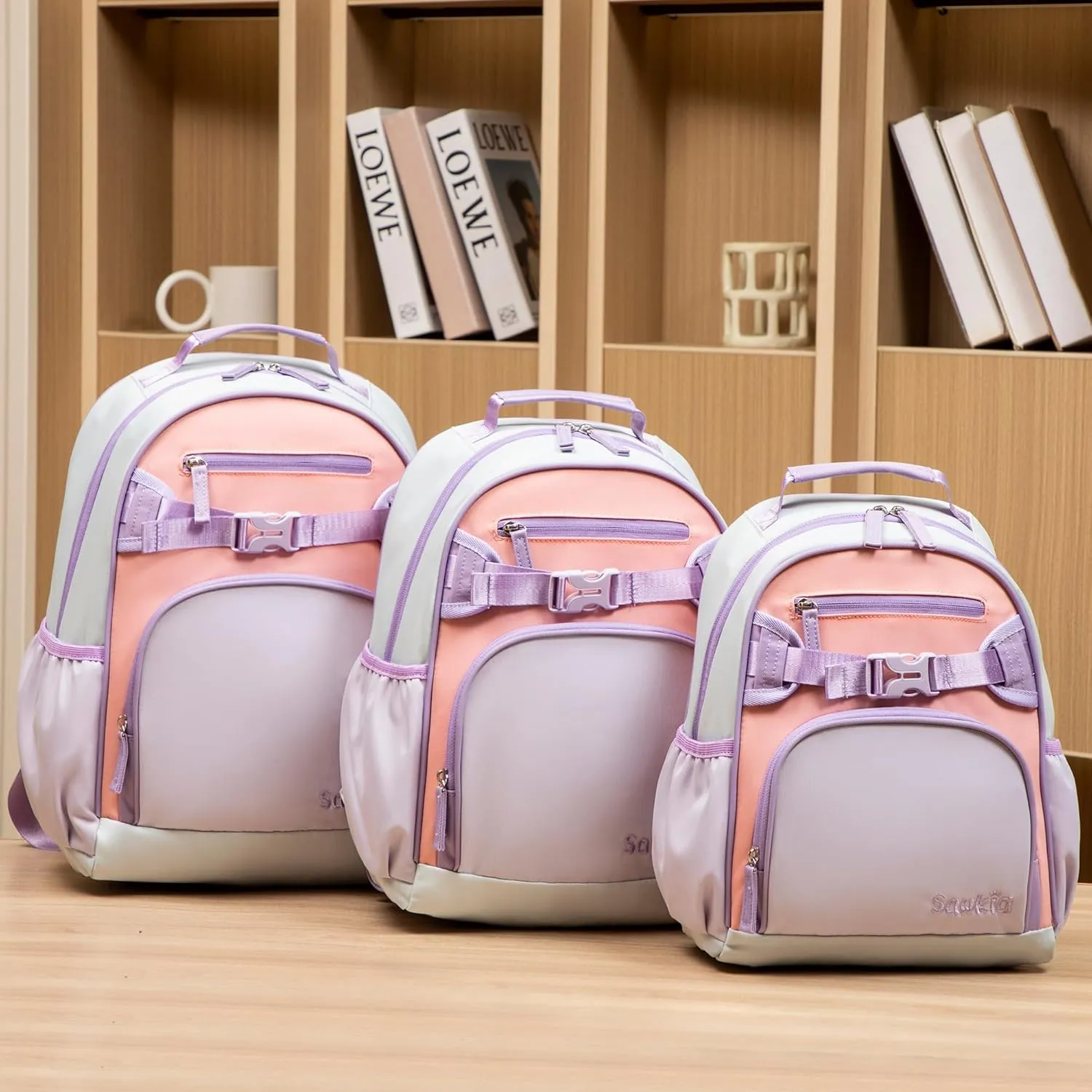Girls Backpack for Kindergarten Water Resistant Bookbag for School Kids 3-7 (Purple Pink)
