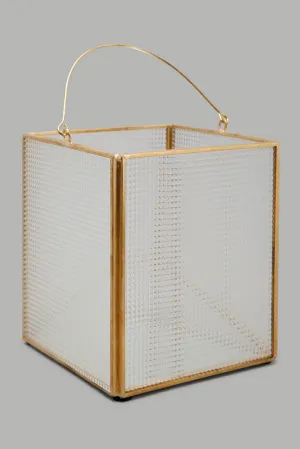 Gold Glass Metal Textured Candle Holder