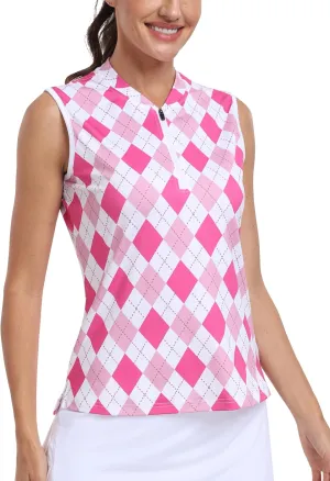 Golf Polo Shirts for Women Slim Fit Woman Sleeveless Sports Shirts Quick Dry Athletic Tank Tops for Tennis Work