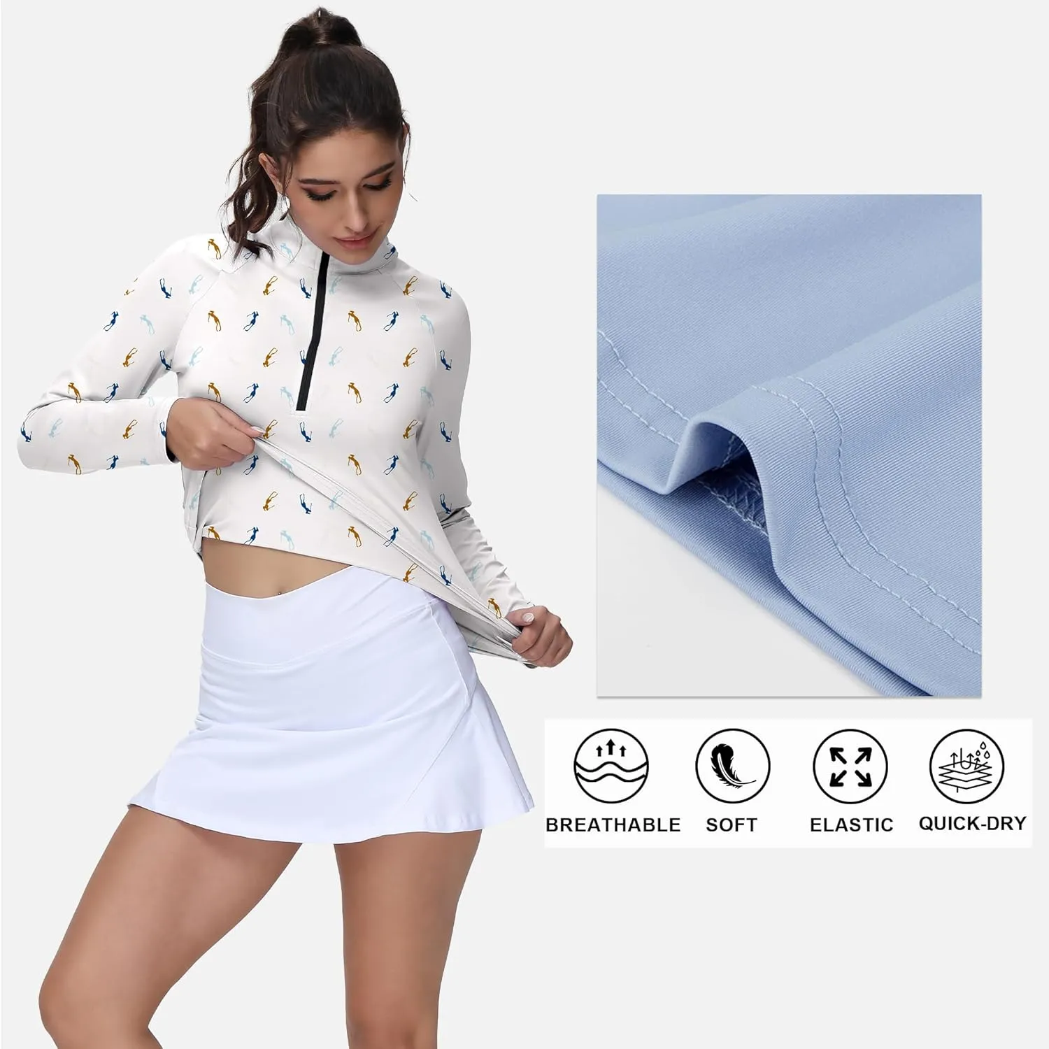 Golf Shirts for Woman UPF 50  Sun Protection Quick Dry Lightweight Long Sleeve Polo Shirts for Woman Rash Guard
