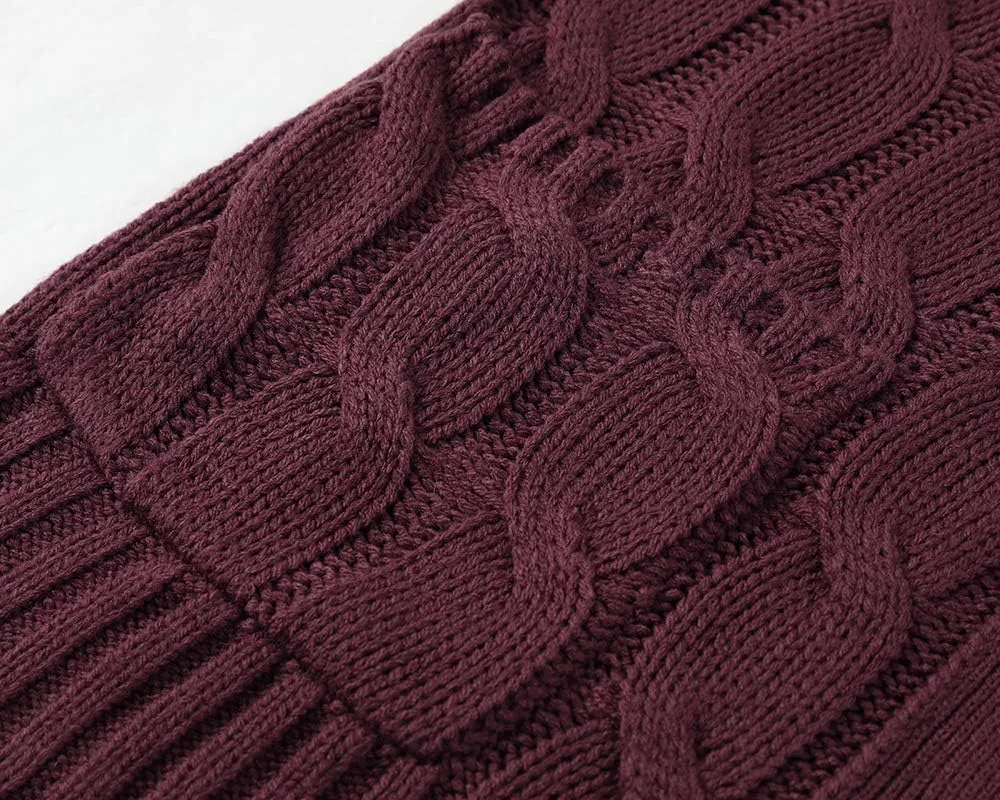 Goranbon Women's Cable Knit Cardigan Long Sleeve Open Front Button Down Knitwear Sweater Coat