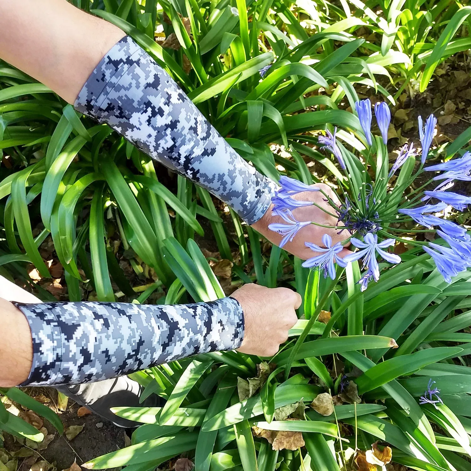 Grey Digital Camo Pattern Forearm Sleeves