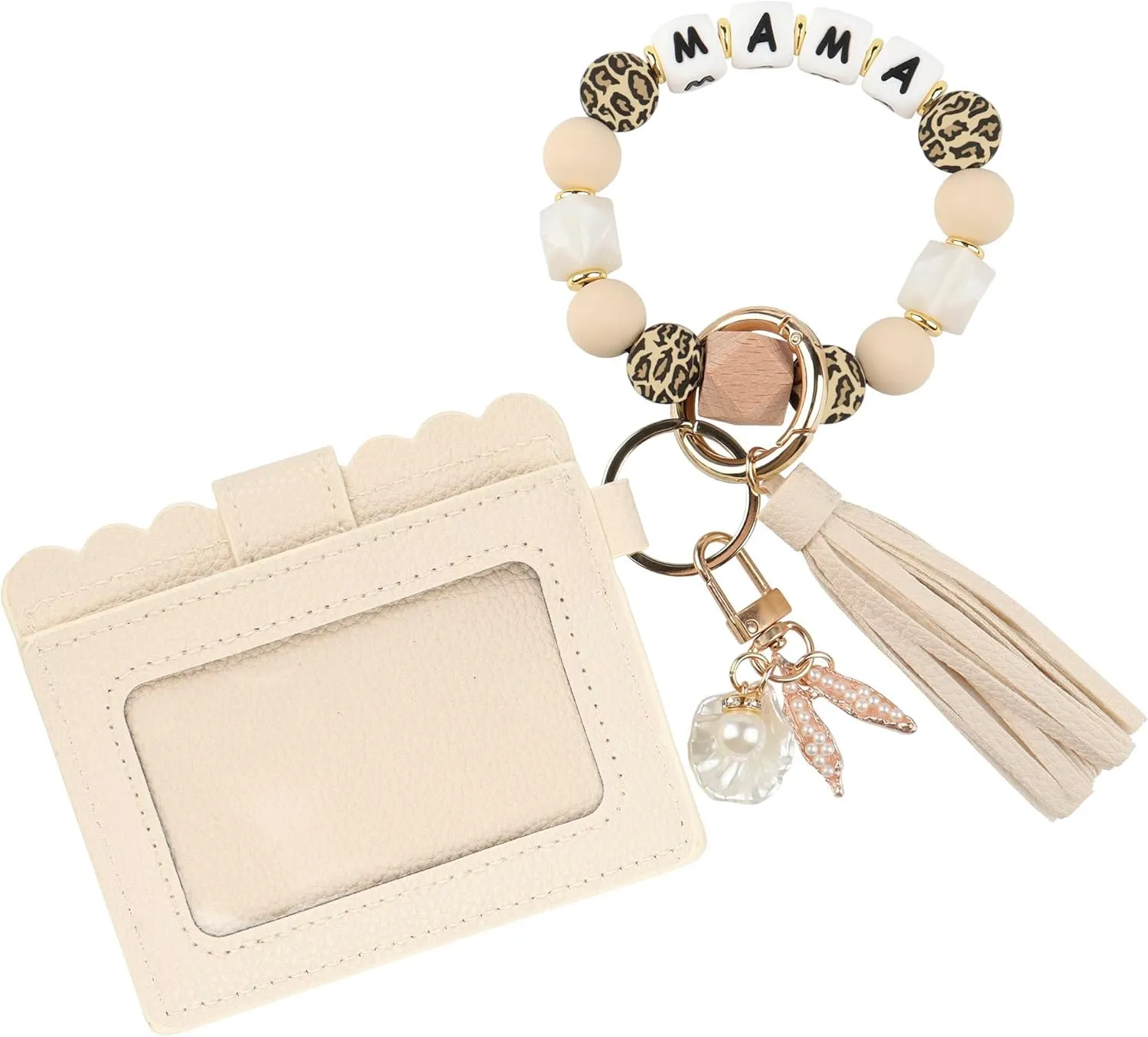 Guran Wristlet Wallet Bracelet Keychain,Card Holder Purse Tassel Keychain Bangle Key Ring for Women