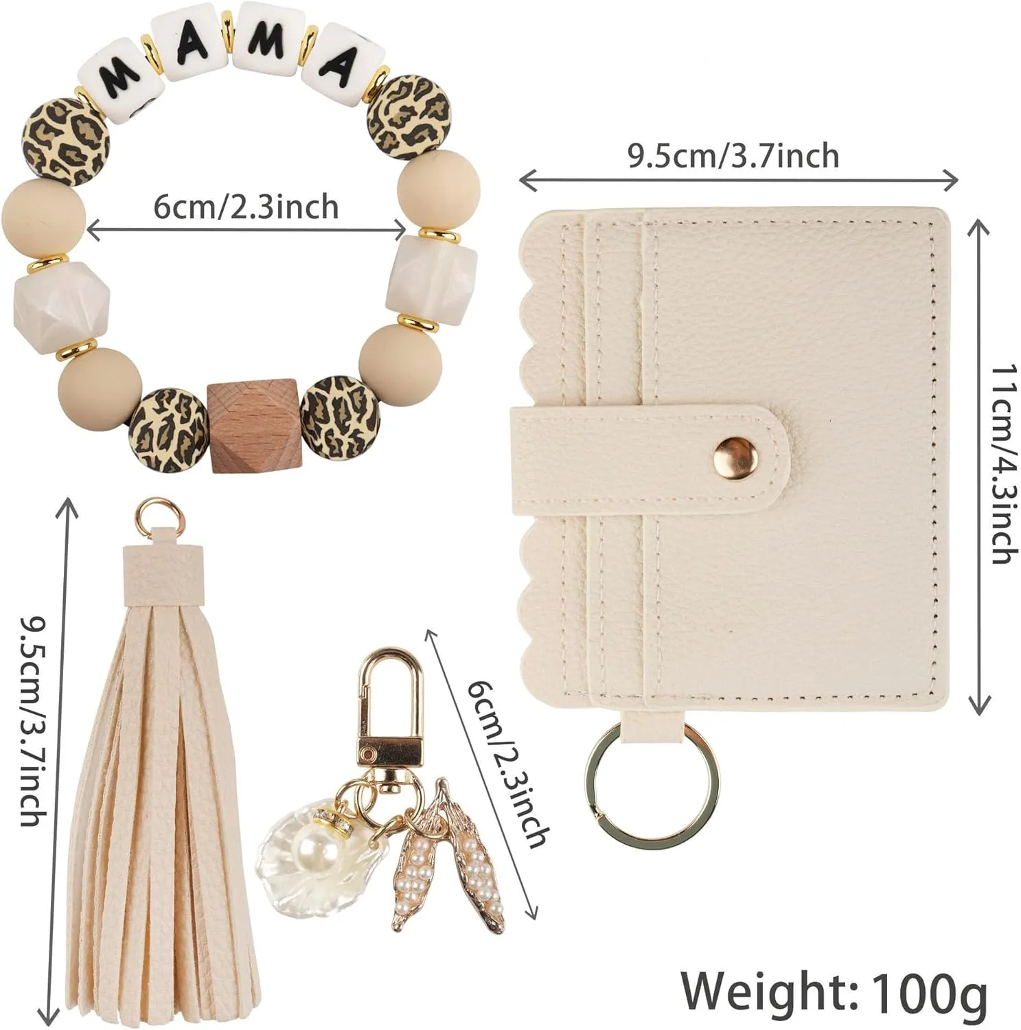 Guran Wristlet Wallet Bracelet Keychain,Card Holder Purse Tassel Keychain Bangle Key Ring for Women