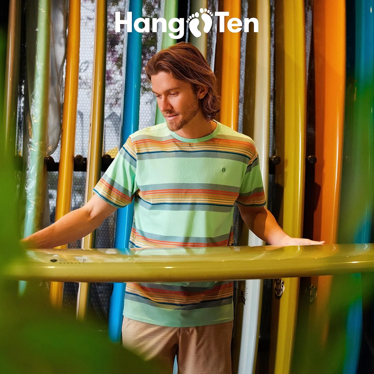 Hang Ten Mens 21 Inch Boardshorts - Men's Swim Trunks with Quick Dry Stretch Fabric and Pockets