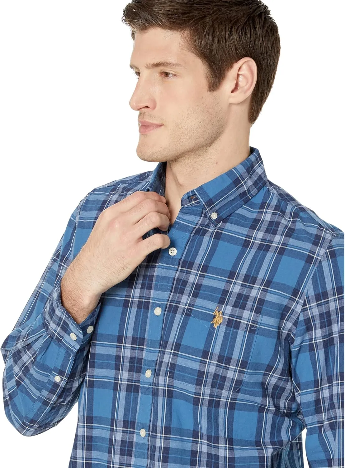 HEATHER POPLIN PLAID LONG SLEEVE SHIRT