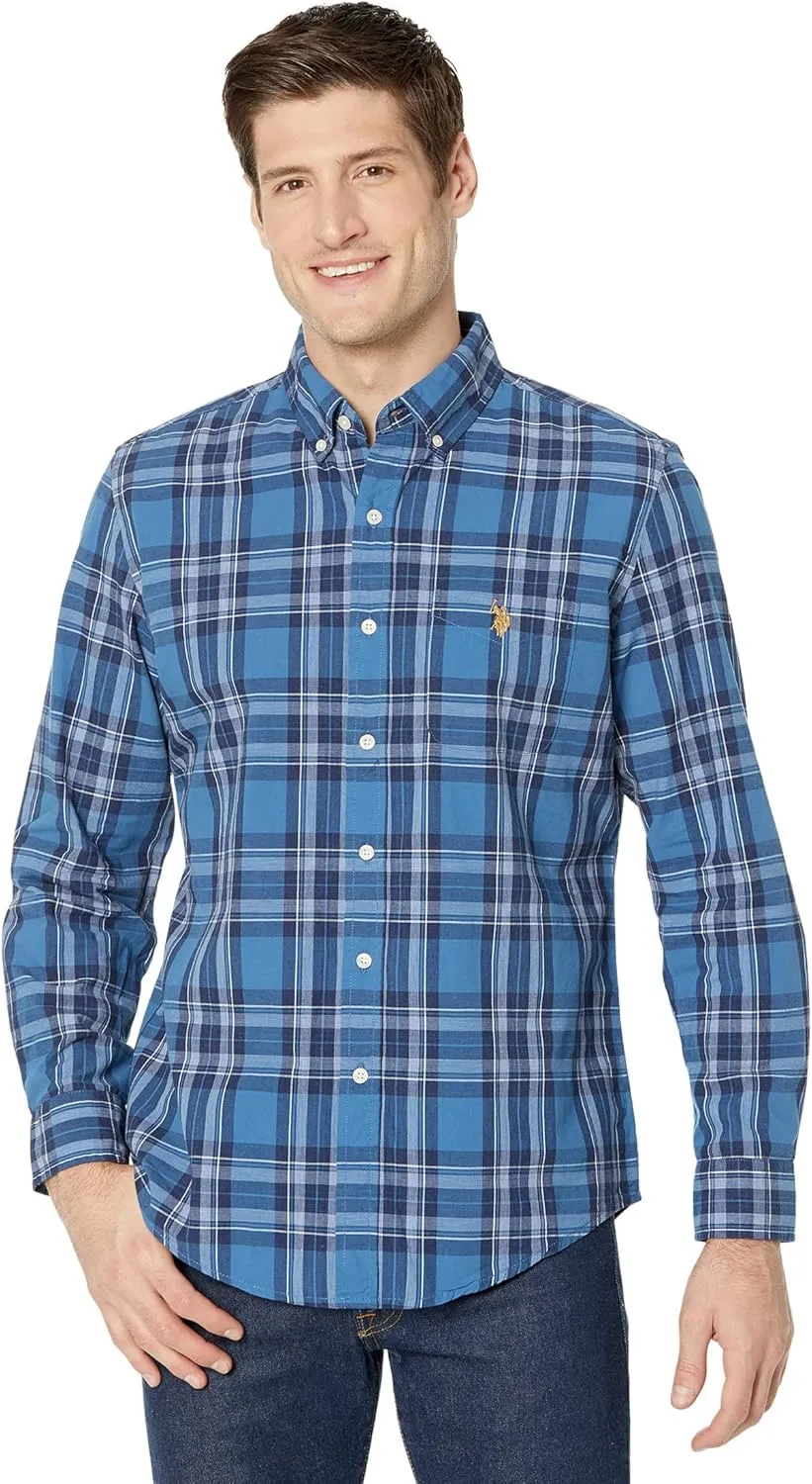 HEATHER POPLIN PLAID LONG SLEEVE SHIRT