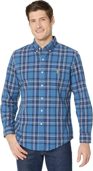 HEATHER POPLIN PLAID LONG SLEEVE SHIRT