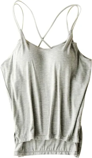 Heevina Tank Tops with Built in Bras for Women Back Criss Cross Camisole Spaghetti Strap Cami Undershirts Shelf Bra