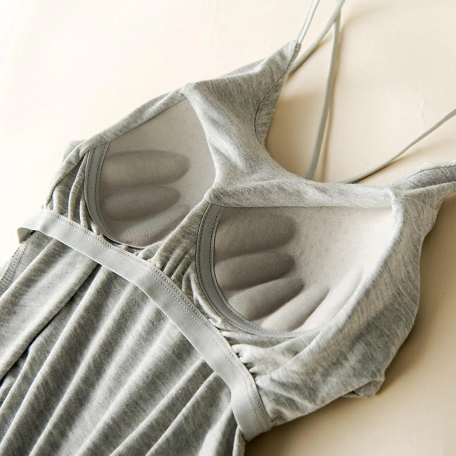 Heevina Tank Tops with Built in Bras for Women Back Criss Cross Camisole Spaghetti Strap Cami Undershirts Shelf Bra