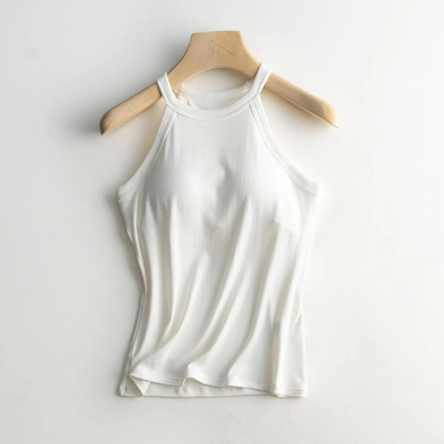 Heevina Tank Tops With Built In Bras For Women Halter Camisole Spaghetti Strap Cami Shelf Bra Vest Undershirts Shirt