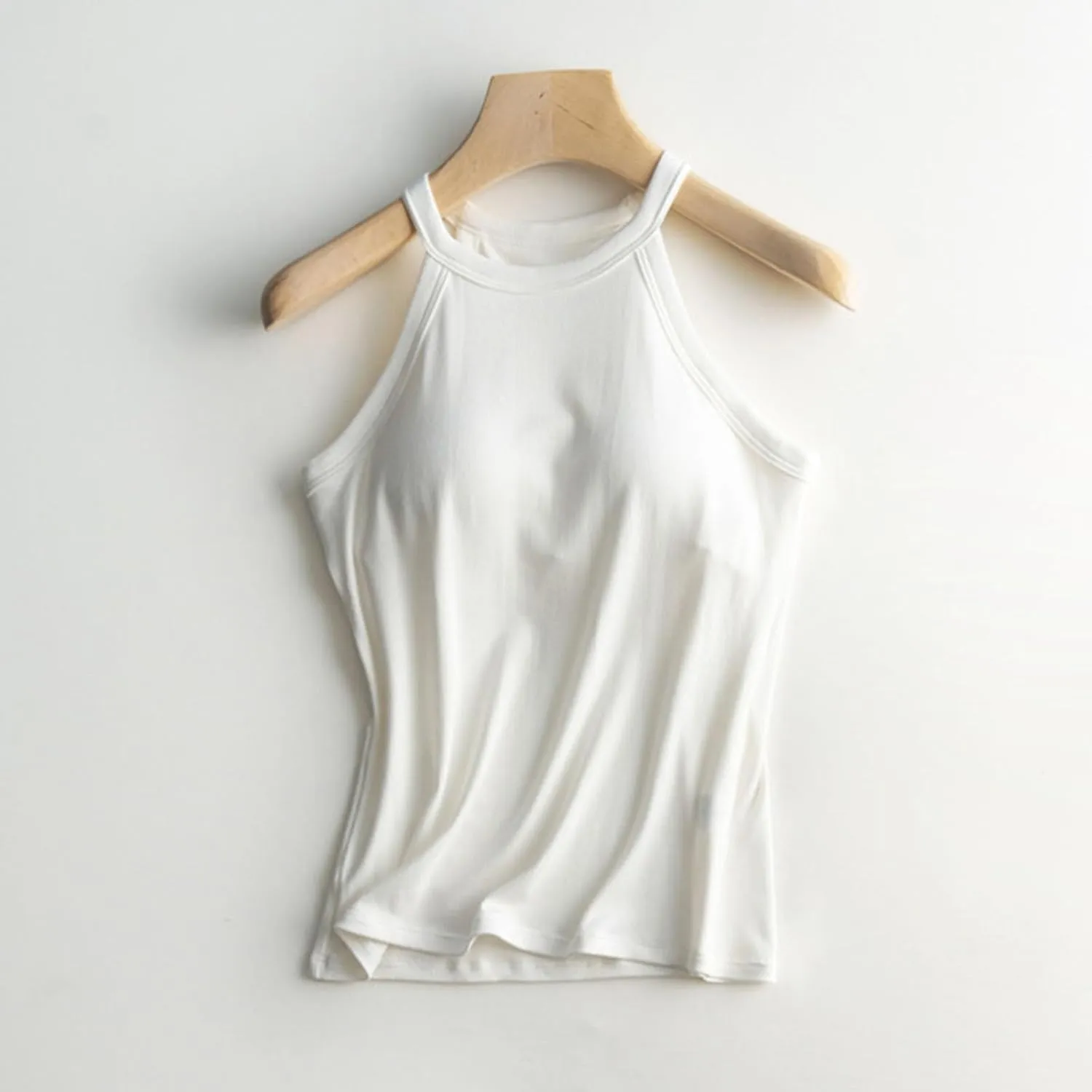Heevina Tank Tops With Built In Bras For Women Halter Camisole Spaghetti Strap Cami Shelf Bra Vest Undershirts Shirt