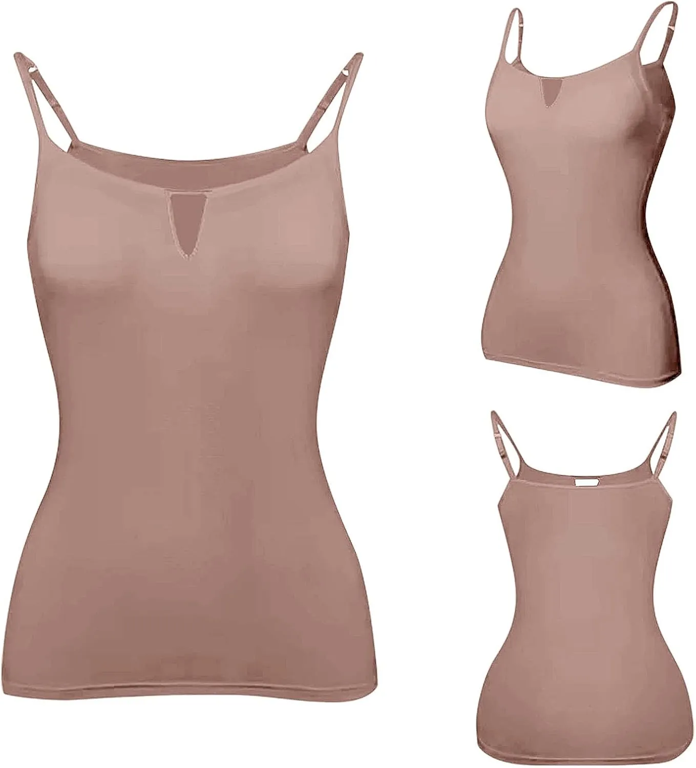 Heevina Tank Tops with Built in Bras Hollow Out Camisole for Women Cami Solid Color Vest Casual Summer