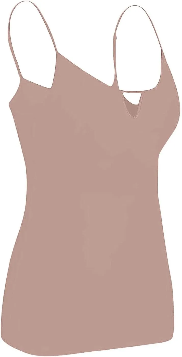 Heevina Tank Tops with Built in Bras Hollow Out Camisole for Women Cami Solid Color Vest Casual Summer