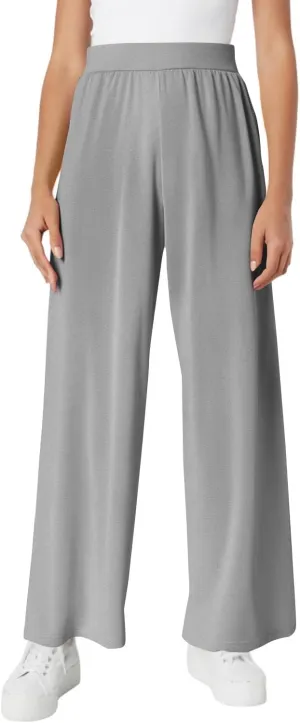 High Waisted Trousers Women Flowy Long Wide Leg Sweatpants Loose Fit Pleated Pull On Vacation Trousers with Pockets