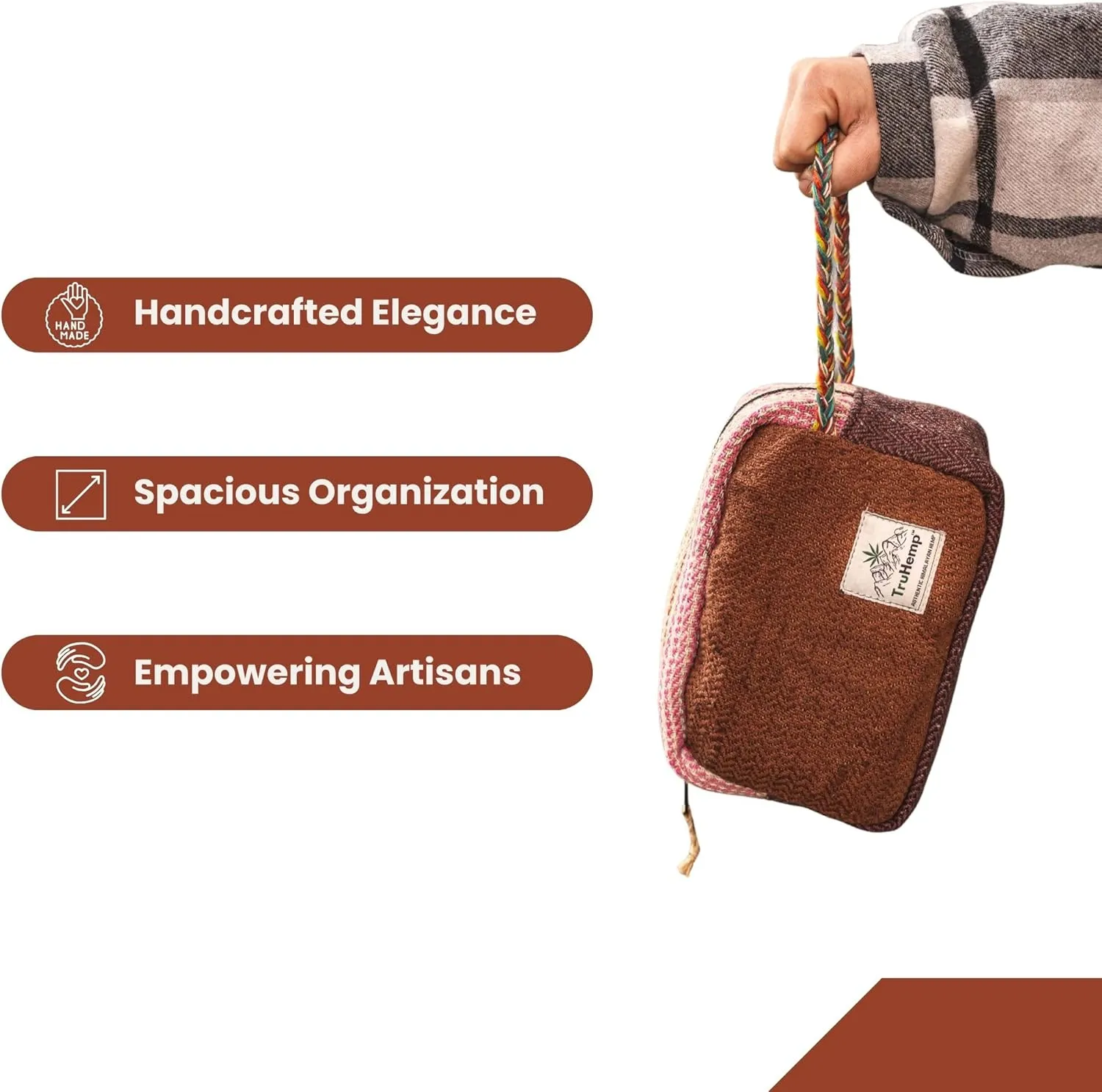 Himalayan Hemp Toiletry Kit, Brown  Durable Travel Organizer Pouch, Compact Water-Resistant Wash Bag