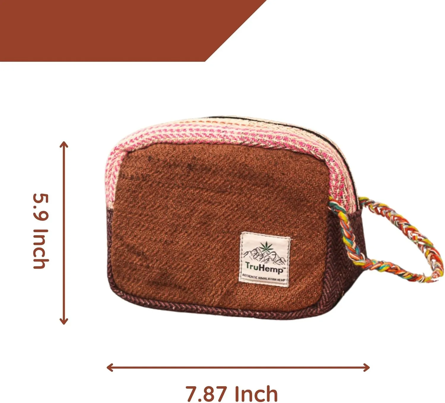 Himalayan Hemp Toiletry Kit, Brown  Durable Travel Organizer Pouch, Compact Water-Resistant Wash Bag