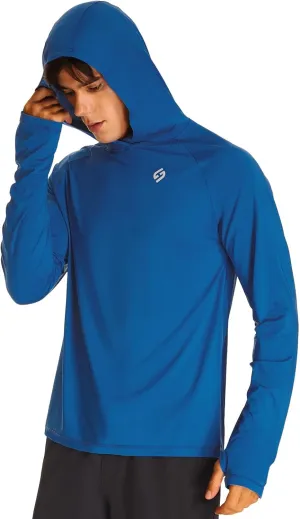 HODOSPORTS Mens UPF 50  Rash Guard Long Sleeve Swim Shirts Sun Protection Hoodie Shirt UV SPF Quick Dry T-Shirts