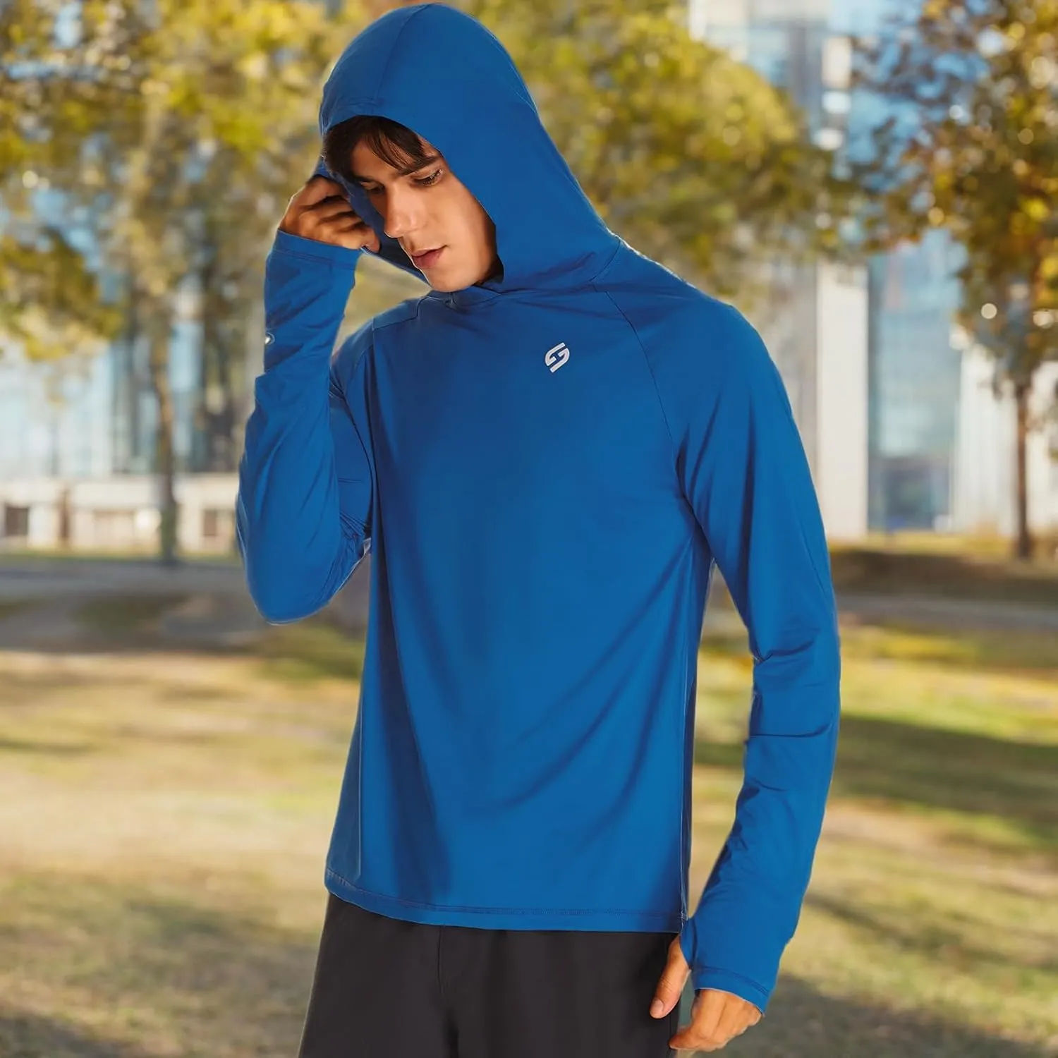 HODOSPORTS Mens UPF 50  Rash Guard Long Sleeve Swim Shirts Sun Protection Hoodie Shirt UV SPF Quick Dry T-Shirts