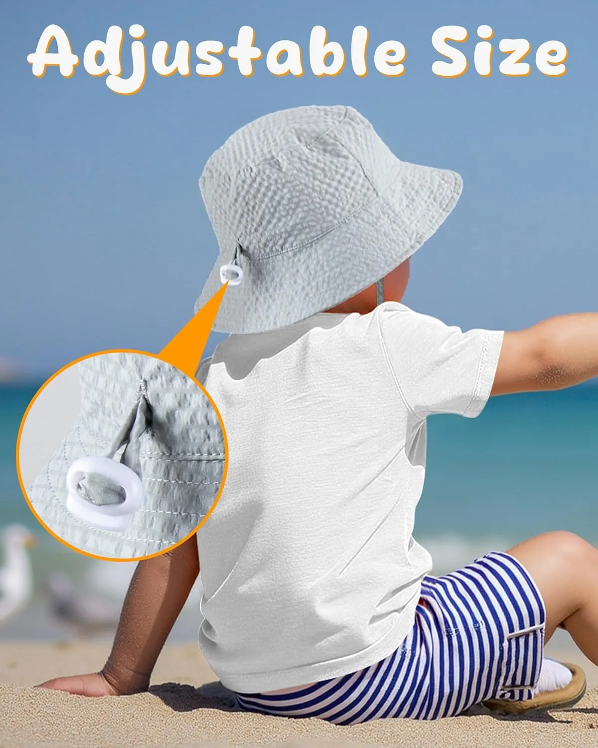 HONGTEYA Baby Sun Hat Toddler Boy Bucket Hat Kids Summer Beach Hat Wide Brim Sun Protection