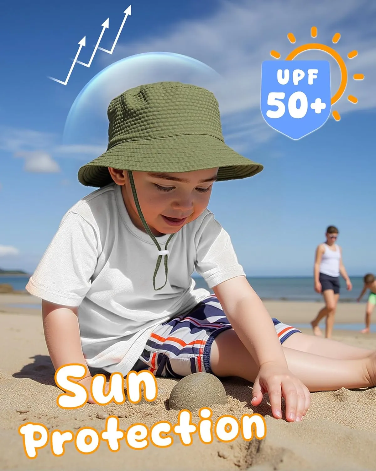 HONGTEYA Baby Sun Hat Toddler Boy Bucket Hat Kids Summer Beach Hat Wide Brim Sun Protection