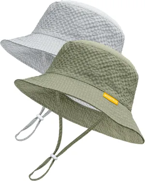 HONGTEYA Baby Sun Hat Toddler Boy Bucket Hat Kids Summer Beach Hat Wide Brim Sun Protection