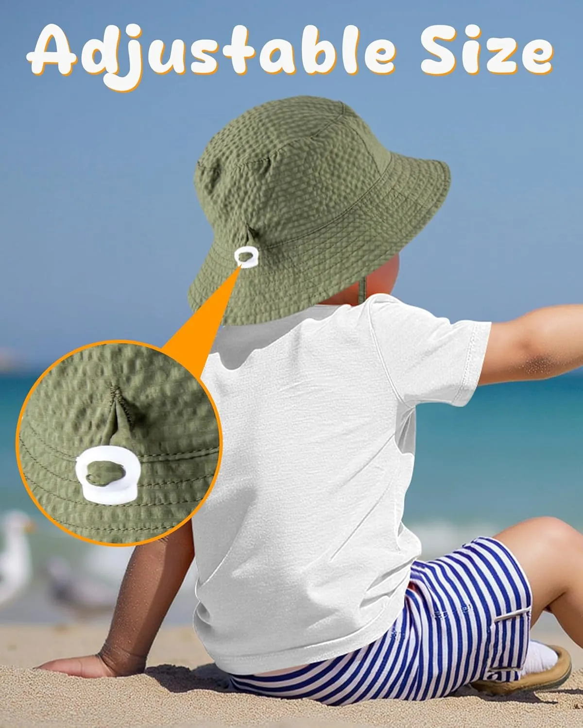 HONGTEYA Baby Sun Hat Toddler Boy Bucket Hat Kids Summer Beach Hat Wide Brim Sun Protection