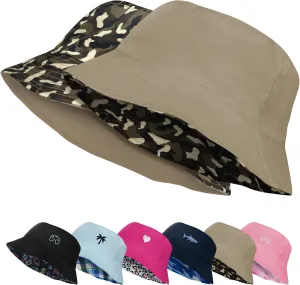 HONGTEYA Kids Sun Hat UPF 50  Double Side Bucket Hats for Boys Girls Summer Sun Protection Wide Brim Unisex Beach Outdoor