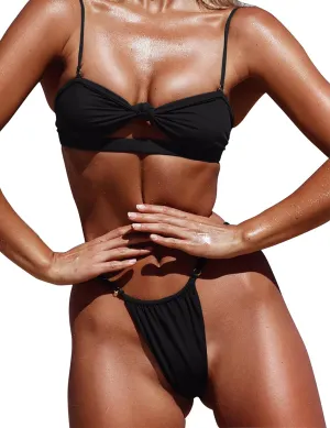 Honlyps Thong Bikini Sets for Women Two Piece Cheeky Swimsuits Micro String Swim Suits Triangle Bandeau Bathing Suit Teens