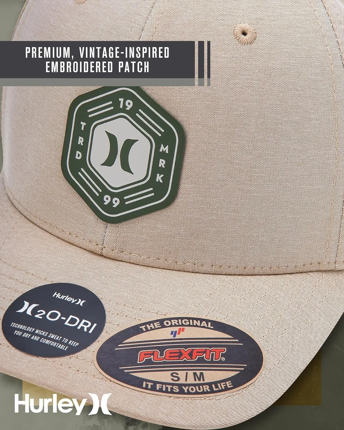 Hurley Men's Baseball Cap - Moisture-Wicking Quick-Dry Curved Bill Fitted Baseball Hats for Men (Sizes: S-XL)