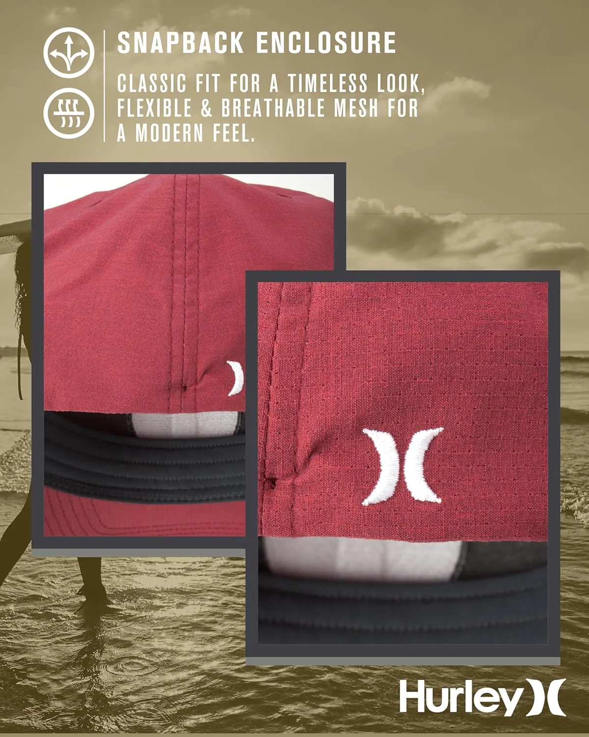 Hurley Men's Caps - Flexfit and Quick-Dry Phantom Baseball Caps for Men with Sweatband - Classic Mens Trucker Hats (S-XL)