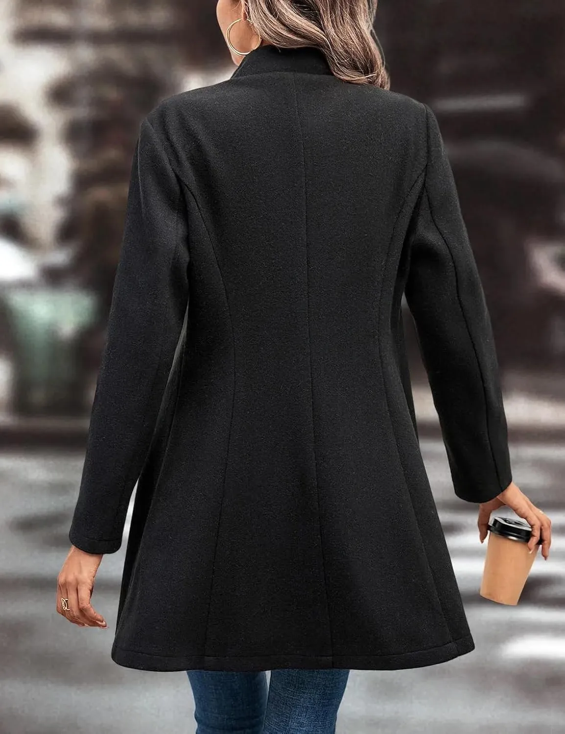IDEALSANXUN Wool Coats for Women Fall Winter Trendy Dress Peacoat Long Blazer Jackets Trench Coat Overcoats