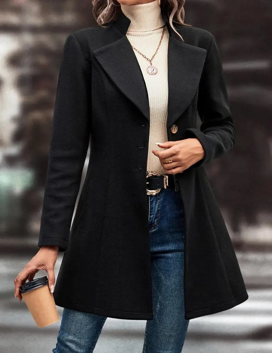 IDEALSANXUN Wool Coats for Women Fall Winter Trendy Dress Peacoat Long Blazer Jackets Trench Coat Overcoats