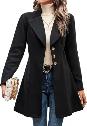 IDEALSANXUN Wool Coats for Women Fall Winter Trendy Dress Peacoat Long Blazer Jackets Trench Coat Overcoats