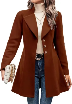 IDEALSANXUN Wool Coats for Women Fall Winter Trendy Dress Peacoat Long Blazer Jackets Trench Coat Overcoats