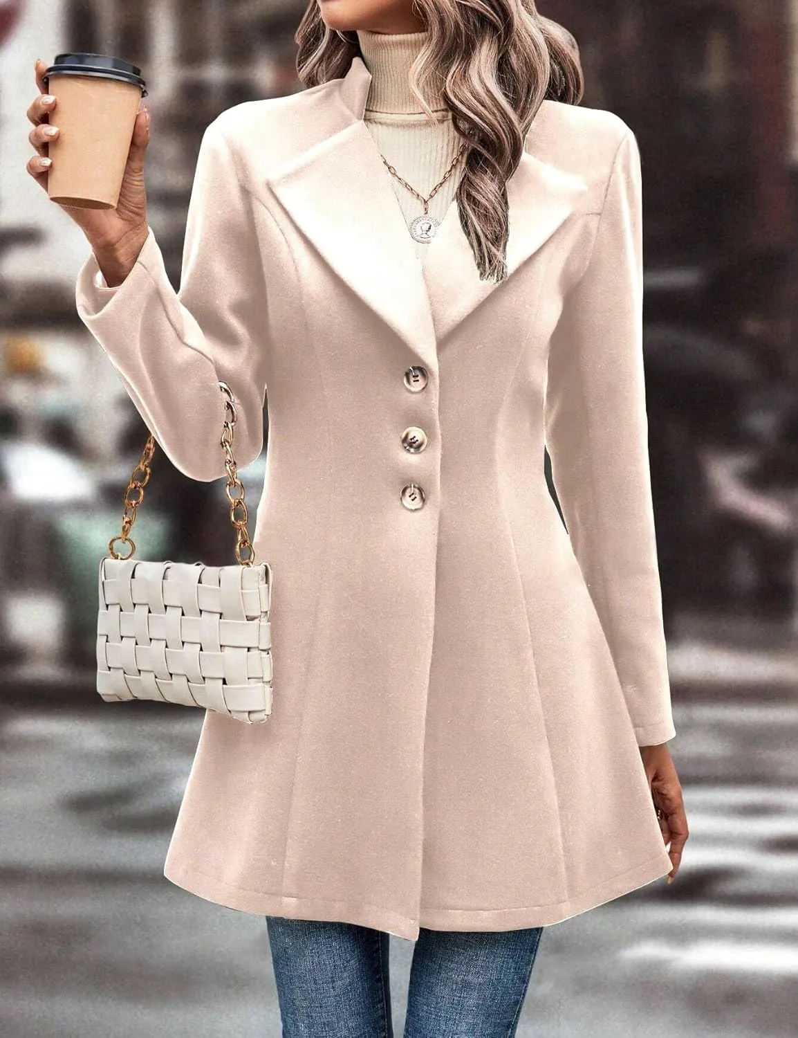 IDEALSANXUN Wool Coats for Women Fall Winter Trendy Dress Peacoat Long Blazer Jackets Trench Coat Overcoats