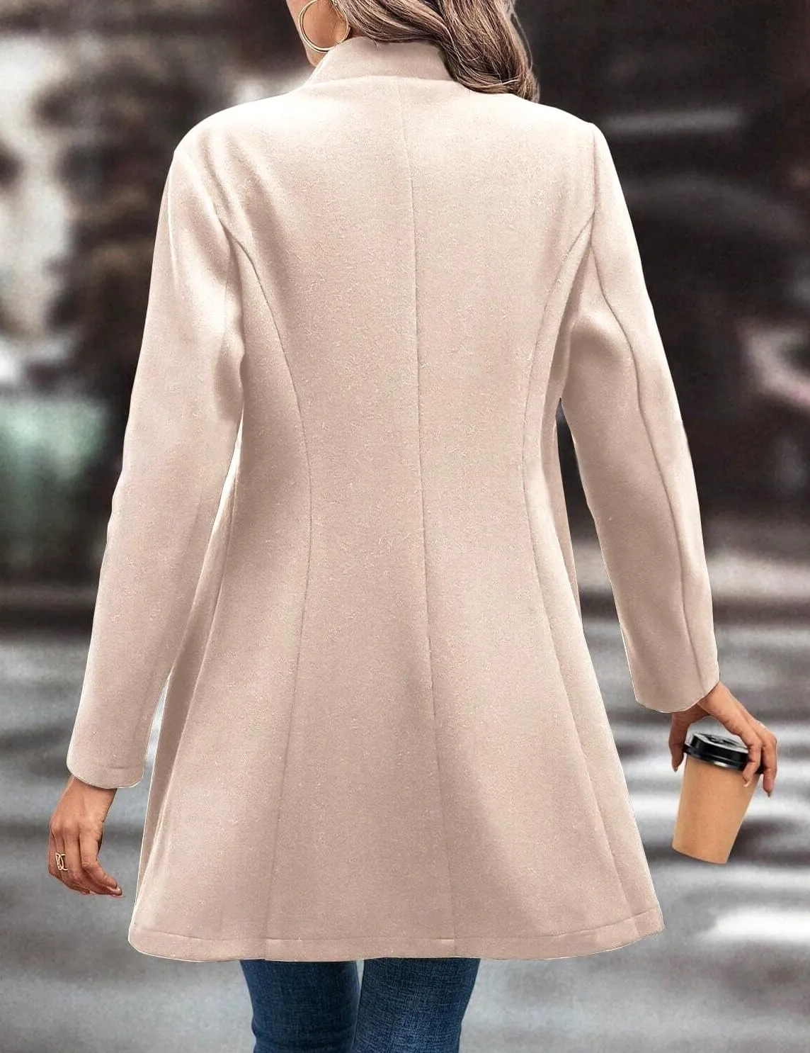 IDEALSANXUN Wool Coats for Women Fall Winter Trendy Dress Peacoat Long Blazer Jackets Trench Coat Overcoats