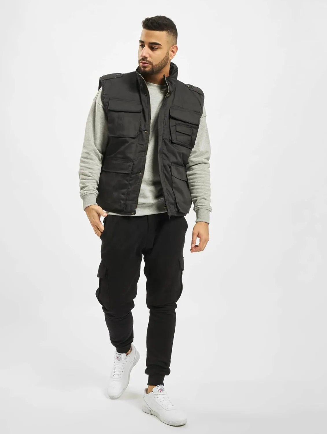 Individual Wear Men's Ranger Utility Vest - Lightly Padded Outdoor Full-Zip Sleeveless Jacket with Stand-Up Collar