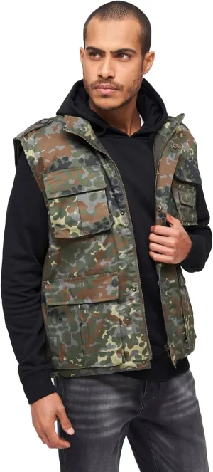 Individual Wear Men's Ranger Utility Vest - Lightly Padded Outdoor Full-Zip Sleeveless Jacket with Stand-Up Collar