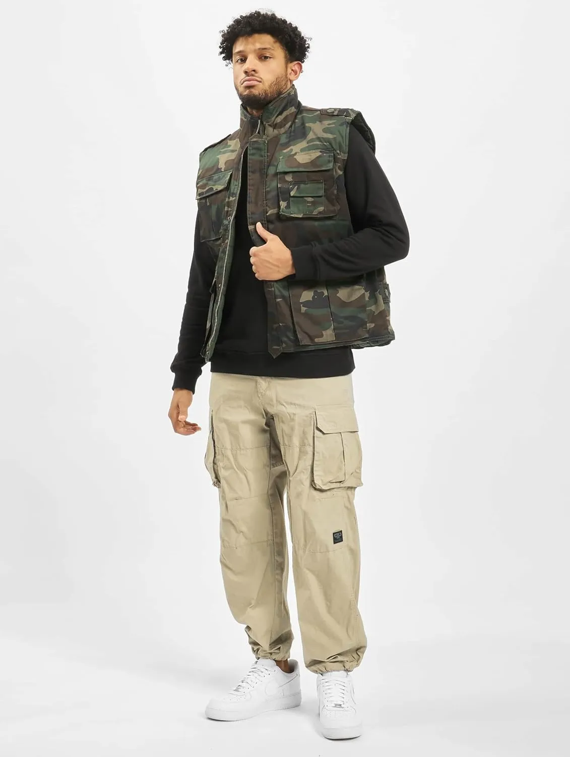 Individual Wear Men's Ranger Utility Vest - Lightly Padded Outdoor Full-Zip Sleeveless Jacket with Stand-Up Collar