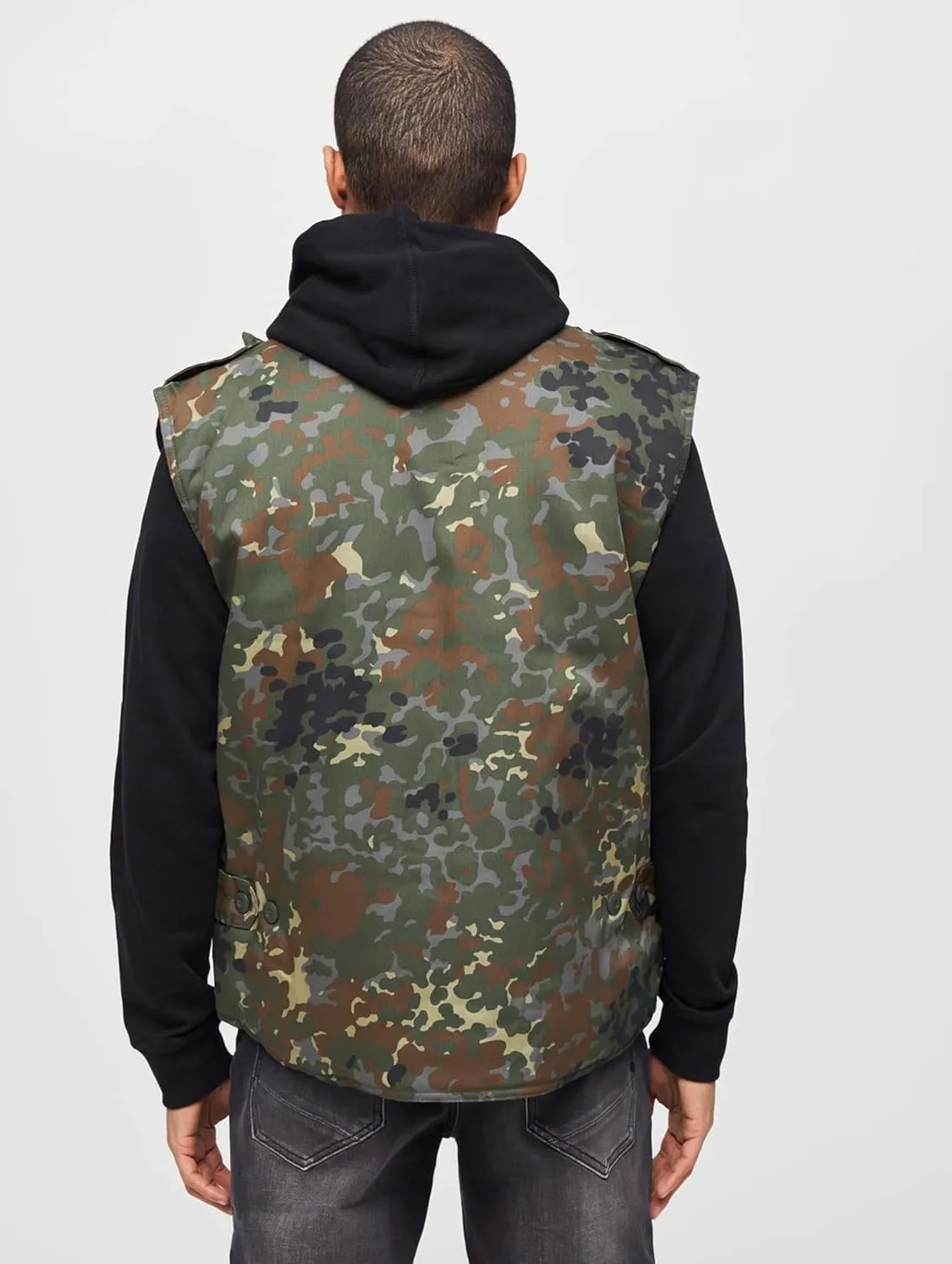 Individual Wear Men's Ranger Utility Vest - Lightly Padded Outdoor Full-Zip Sleeveless Jacket with Stand-Up Collar